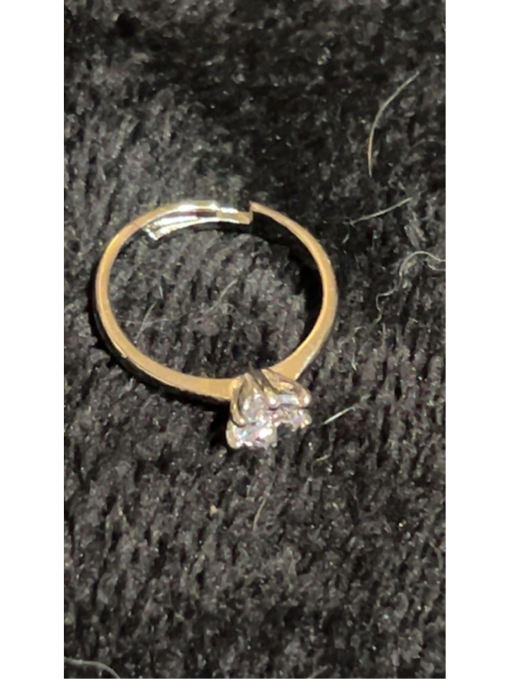 Women's Unbranded Silver Tone Adjustable Ring with Clear Stone, One Size